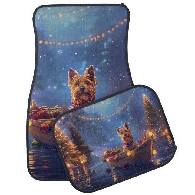 Australian Terrier Christmas Festive Voyage Car Floor Mat (Set)