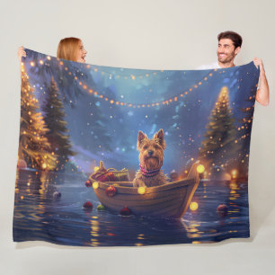 Australian Terrier Christmas Festive Voyage Fleece Blanket