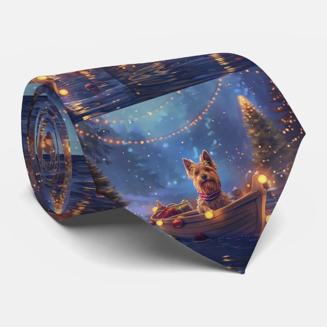 Australian Terrier Christmas Festive Voyage Neck Tie (Rolled)