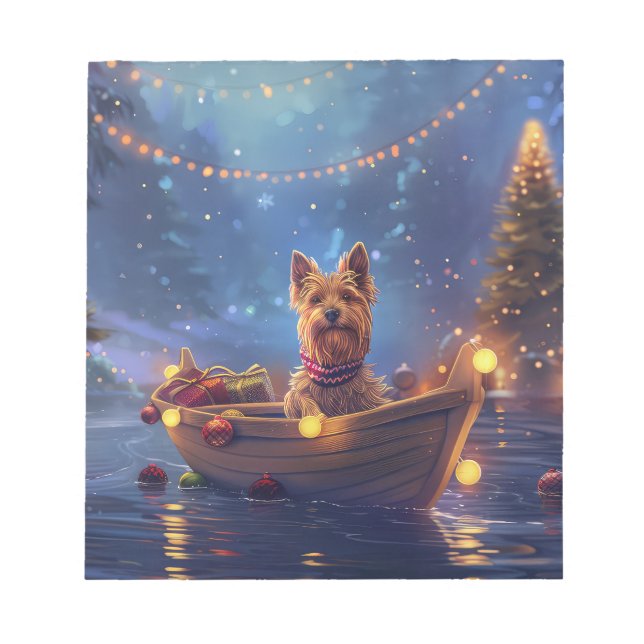 Australian Terrier Christmas Festive Voyage Notepad (Front)