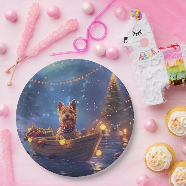 Australian Terrier Christmas Festive Voyage Paper Plates (Party)