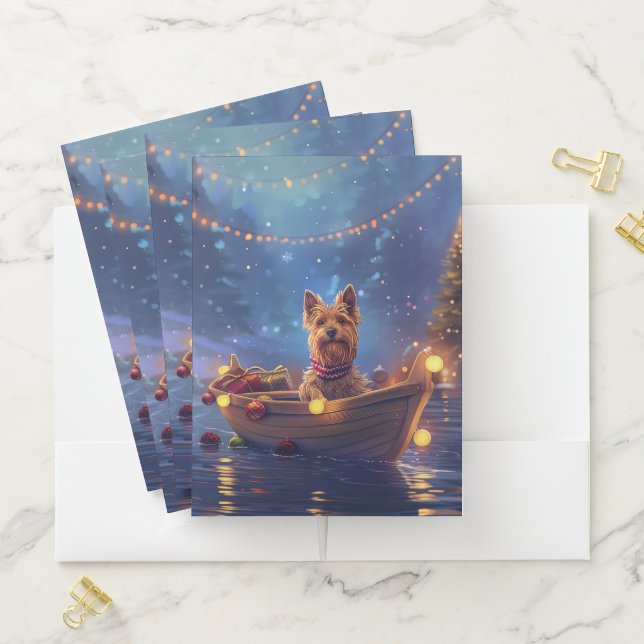 Australian Terrier Christmas Festive Voyage Pocket Folder (In Situ)