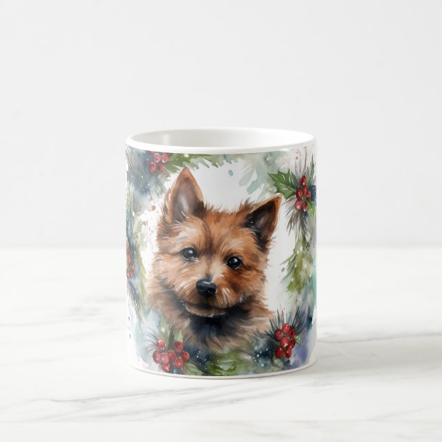 Australian Terrier Christmas Wreath Festive Pup  Coffee Mug (Center)