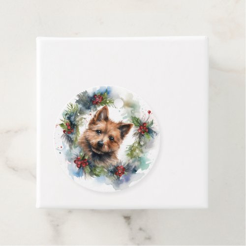 Australian Terrier Christmas Wreath Festive Pup  Favor Tags