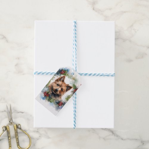 Australian Terrier Christmas Wreath Festive Pup  Gift Tags