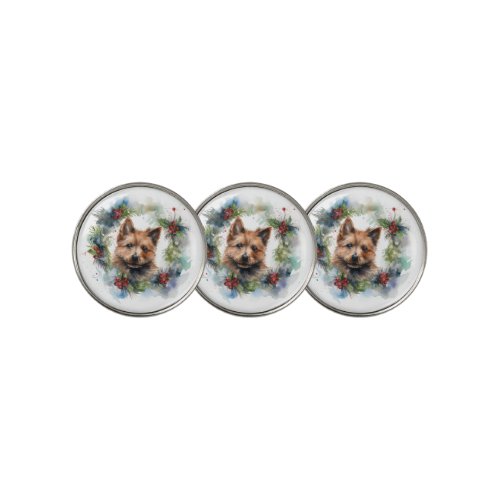 Australian Terrier Christmas Wreath Festive Pup  Golf Ball Marker