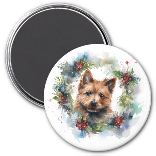 Australian Terrier Christmas Wreath Festive Pup  Magnet