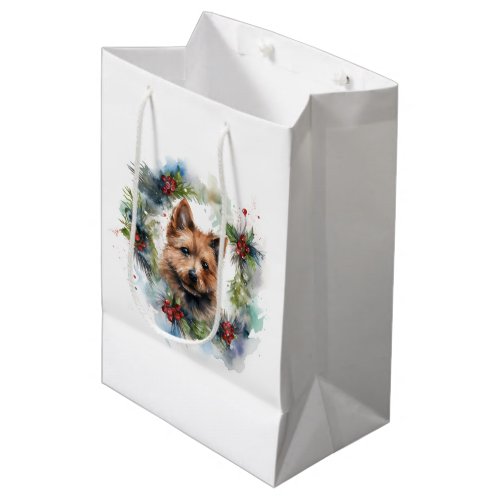Australian Terrier Christmas Wreath Festive Pup  Medium Gift Bag