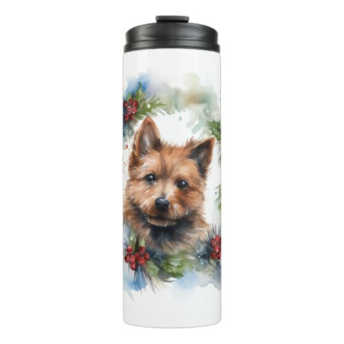 Australian Terrier Christmas Wreath Festive Pup  Thermal Tumbler