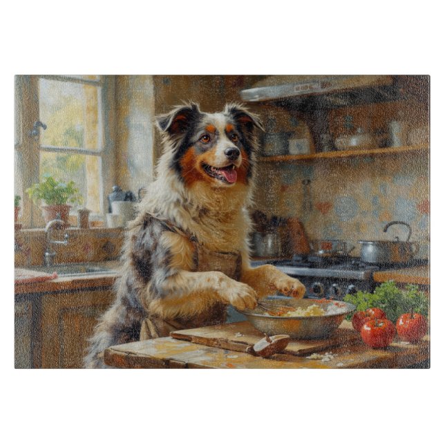 Australian Terrier Cooking in Kitchen Cutting Board (Front)