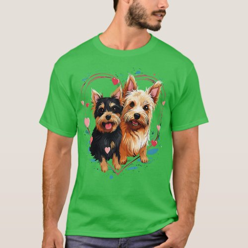 Australian Terrier Couple Valentine T_Shirt