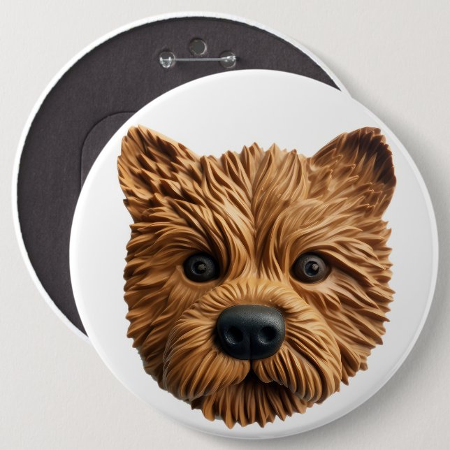 Australian Terrier Dog 3D Inspired Button (Front & Back)