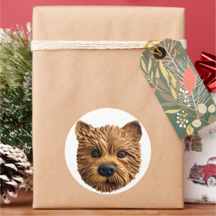 Australian Terrier Dog 3D Inspired Classic Round Sticker