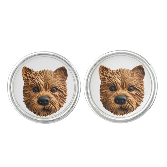 Australian Terrier Dog 3D Inspired Cufflinks (Front)