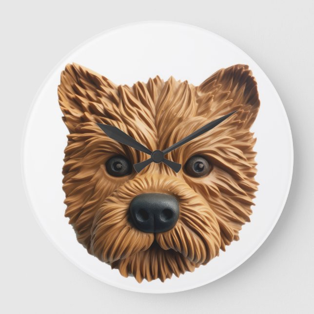Australian Terrier Dog 3D Inspired Large Clock (Front)
