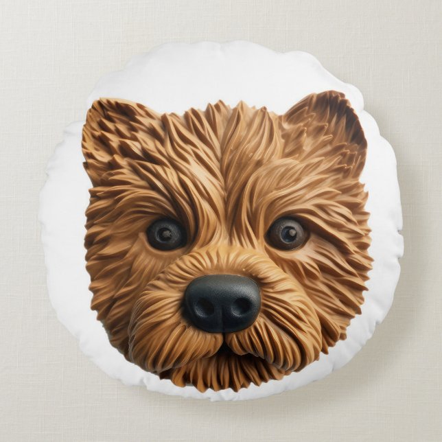 Australian Terrier Dog 3D Inspired Round Pillow (Front)