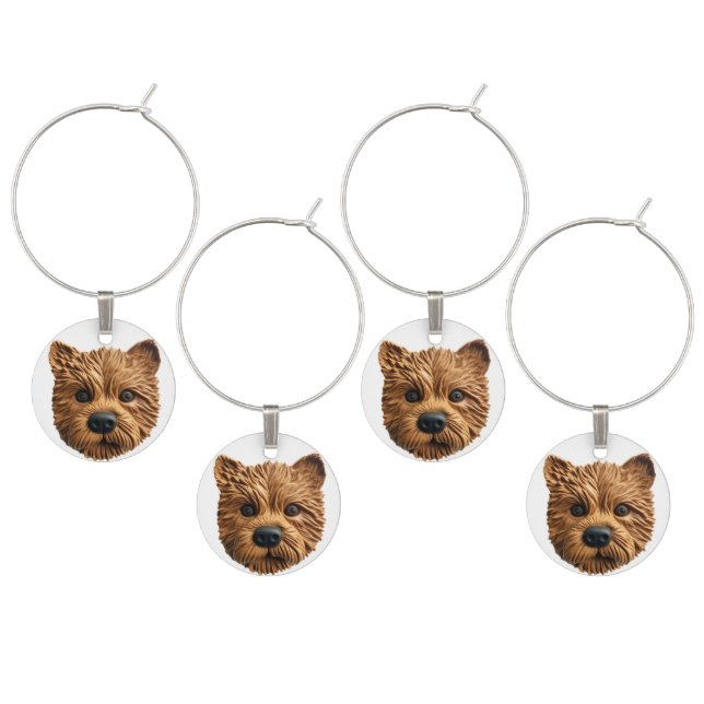 Australian Terrier Dog 3D Inspired Wine Charm (Staggered)