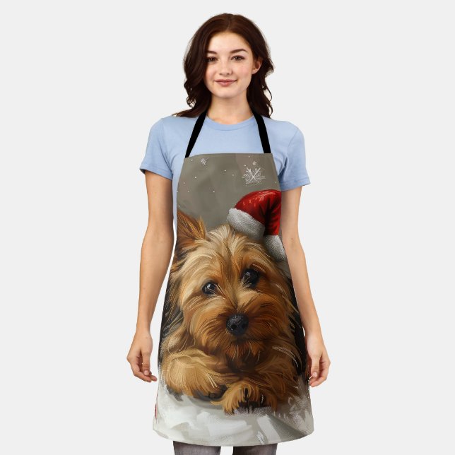 Australian Terrier Dog Christmas Festive Apron (Worn)