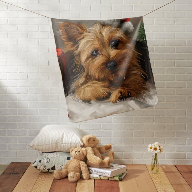Australian Terrier Dog Christmas Festive Baby Blanket (In Situ)