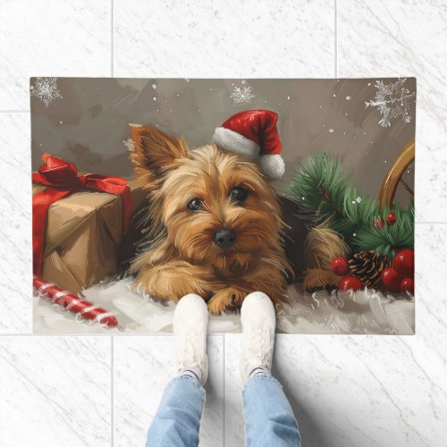 Australian Terrier Dog Christmas Festive Doormat