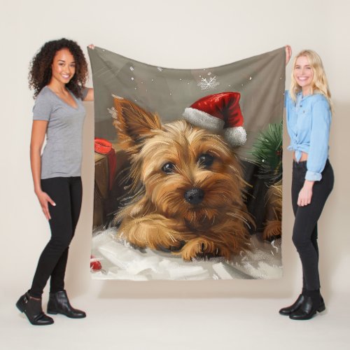 Australian Terrier Dog Christmas Festive Fleece Blanket