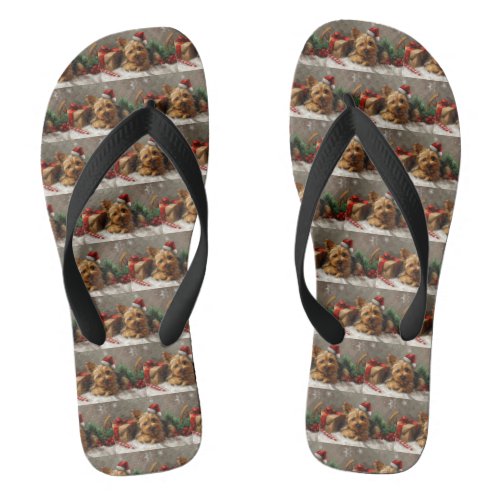 Australian Terrier Dog Christmas Festive Flip Flops