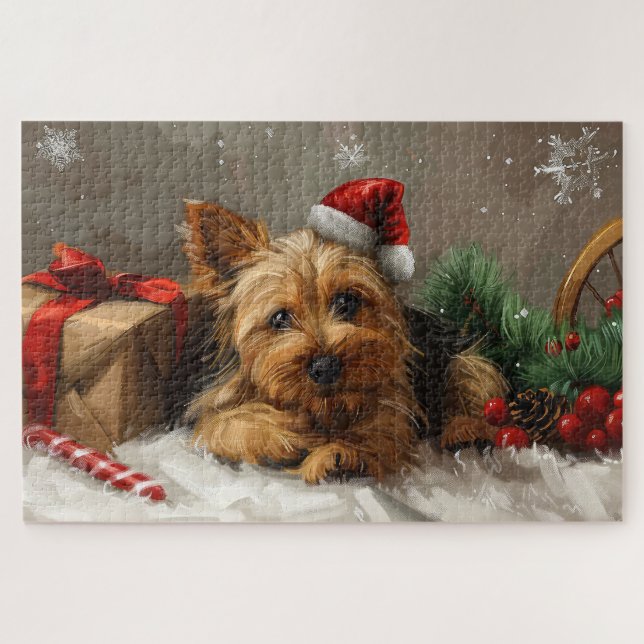 Australian Terrier Dog Christmas Festive Jigsaw Puzzle (Horizontal)