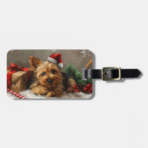 Australian Terrier Dog Christmas Festive Luggage Tag