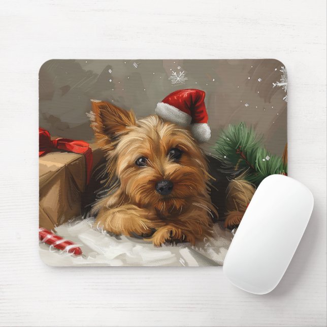 Australian Terrier Dog Christmas Festive Mouse Pad (With Mouse)