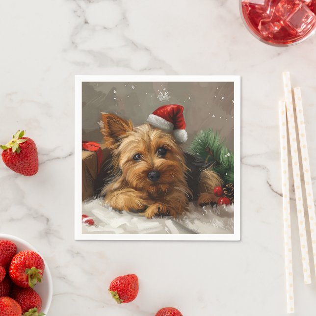 Australian Terrier Dog Christmas Festive Napkins (Insitu)