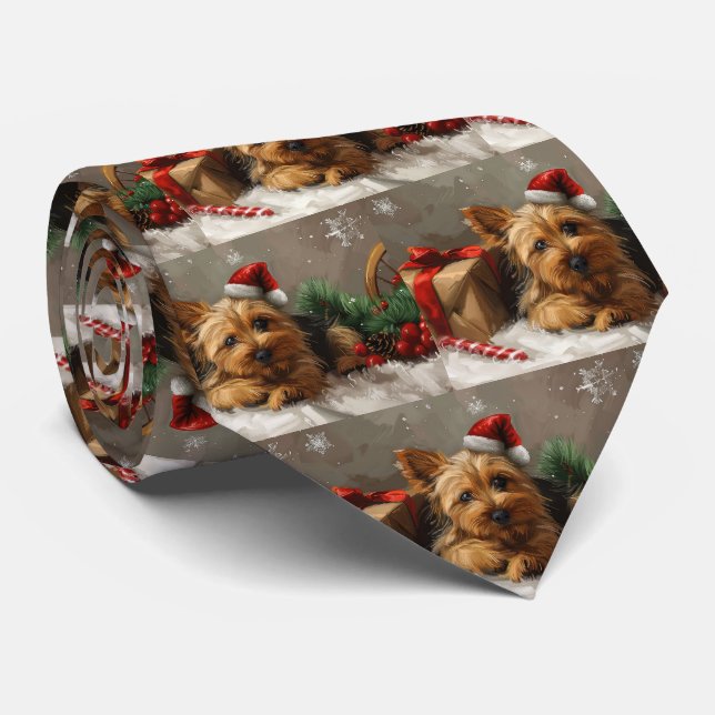 Australian Terrier Dog Christmas Festive Neck Tie (Rolled)