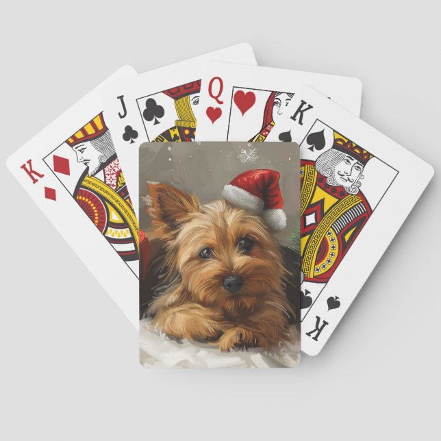 Australian Terrier Dog Christmas Festive Poker Cards (Back)