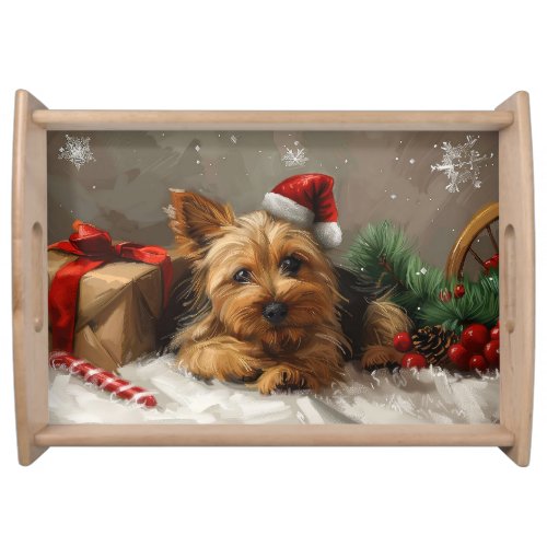 Australian Terrier Dog Christmas Festive Serving Tray