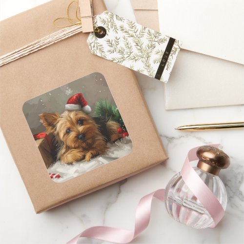 Australian Terrier Dog Christmas Festive Square Sticker