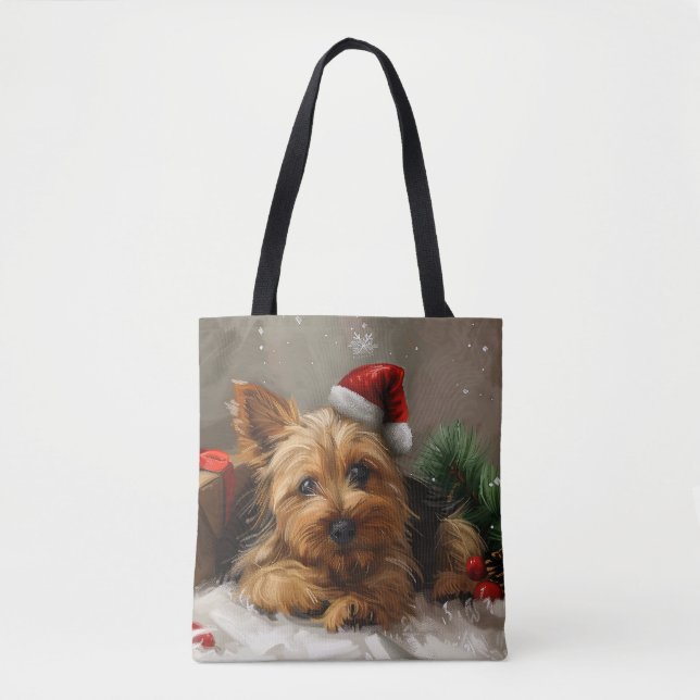 Australian Terrier Dog Christmas Festive Tote Bag (Front)