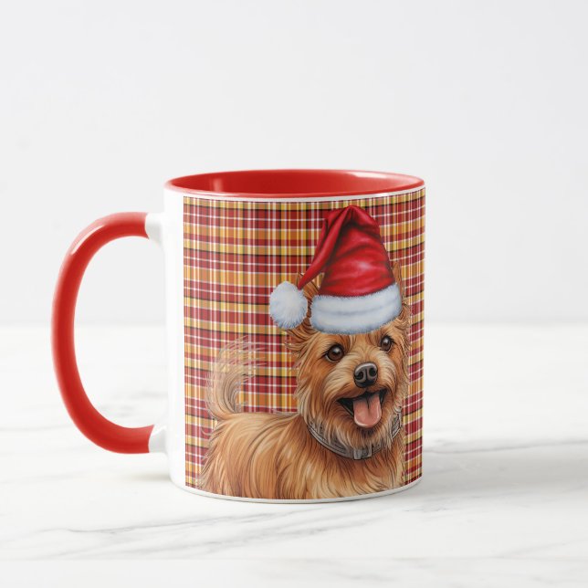 Australian Terrier Dog Holiday Plaid Christmas Mug (Left)