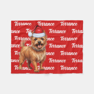 Australian Terrier Dog Name Patterned Christmas Fleece Blanket