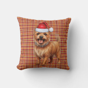 Australian Terrier Dog Red Plaid Christmas Holiday Throw Pillow