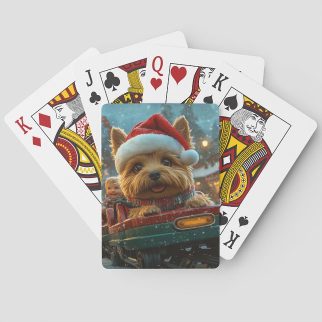 Australian Terrier Dog Roller Coaster Christmas Poker Cards (Back)