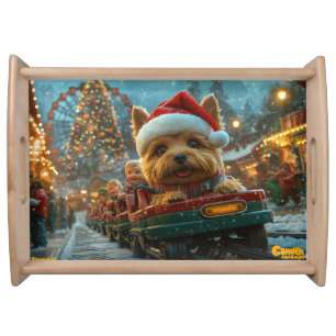 Australian Terrier Dog Roller Coaster Christmas Serving Tray