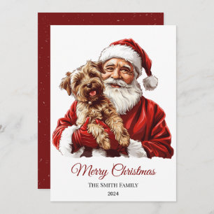 Australian Terrier Dog Santa Claus Christmas Holiday Card