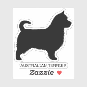 Australian Terrier Dog Silhouette with Long Tail Sticker