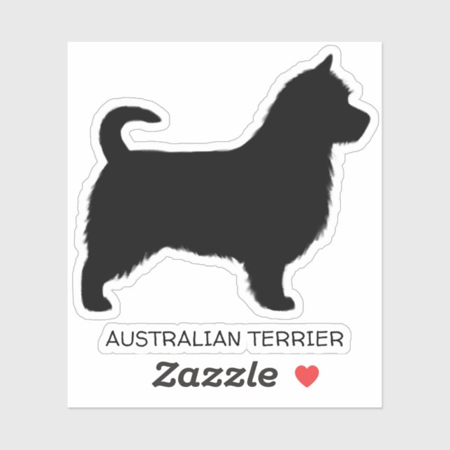 Australian Terrier Dog Silhouette with Long Tail Sticker (Sheet)