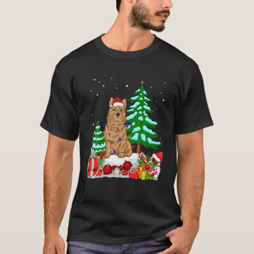 Australian Terrier Dog Wearing Christmas Hat Tree T_Shirt