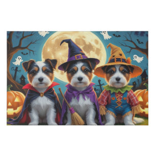 Australian Terrier Dogs Pumpkin Halloween Funny Faux Canvas Print