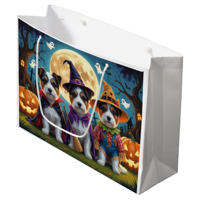 Australian Terrier Dogs Pumpkin Halloween Funny Large Gift Bag (Front Angled)