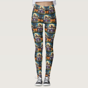 Australian Terrier Dogs Pumpkin Halloween Funny Leggings