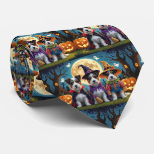 Australian Terrier Dogs Pumpkin Halloween Funny Neck Tie