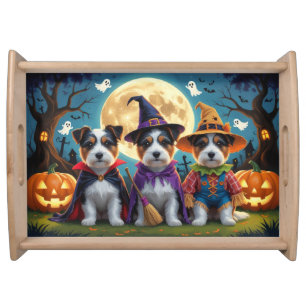 Australian Terrier Dogs Pumpkin Halloween Funny Serving Tray