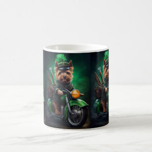 Australian Terrier driving bike St. Patrick's Day Coffee Mug